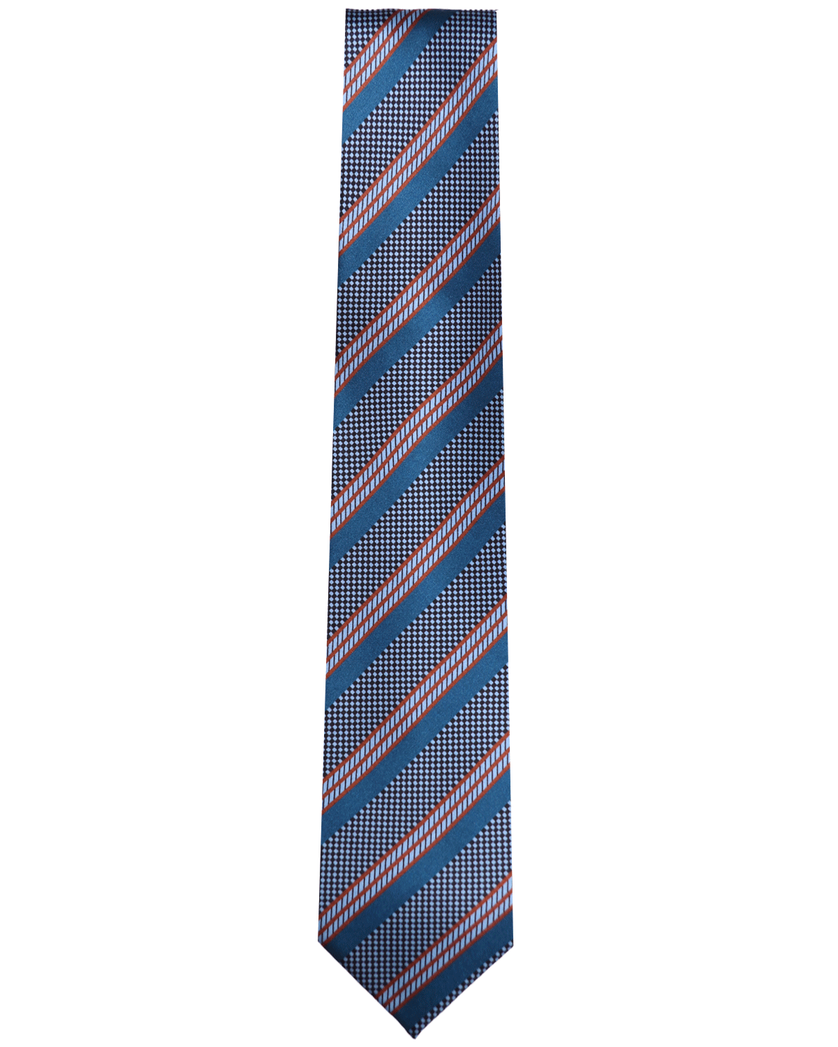 Blue and Brown Stripe Silk 11 Fold Tie