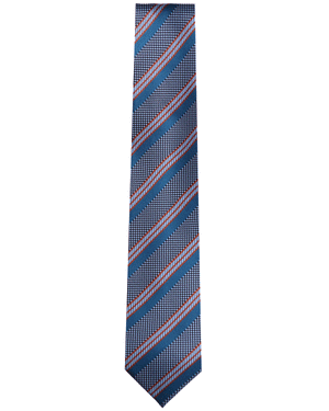 Blue and Brown Stripe Silk 11 Fold Tie