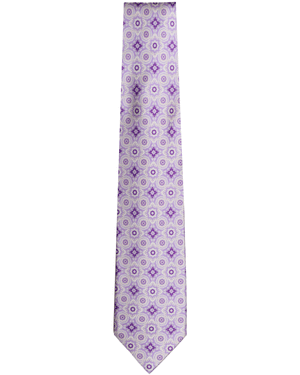 Lavender Geometric Silk 11 Fold Tie