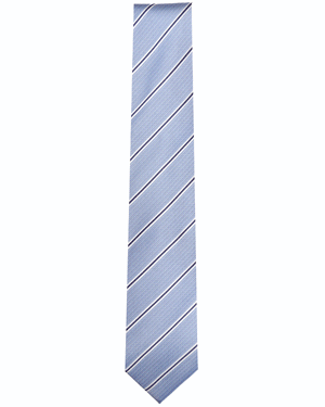 Light Blue and Black Stripe Silk 7 Fold Tie