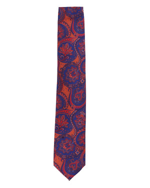 Orange and Blue Paisley Tie