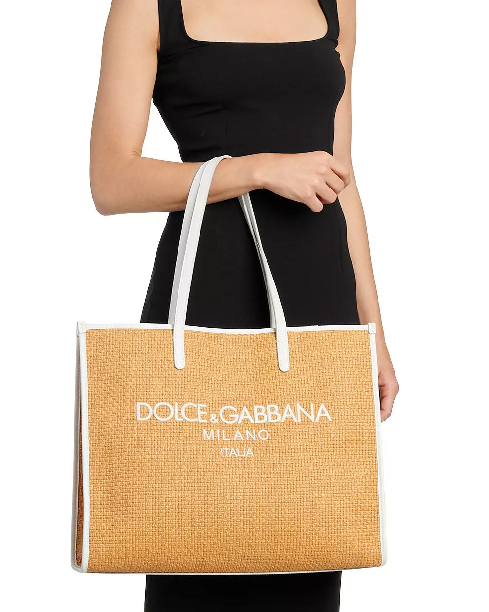 Woven Logo Tote in Natural