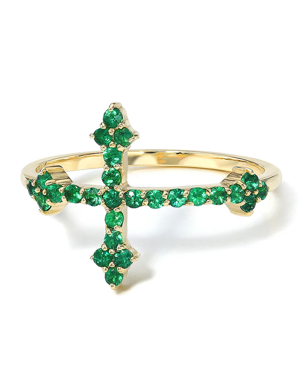 Emerald Cross Your Fingers Ring