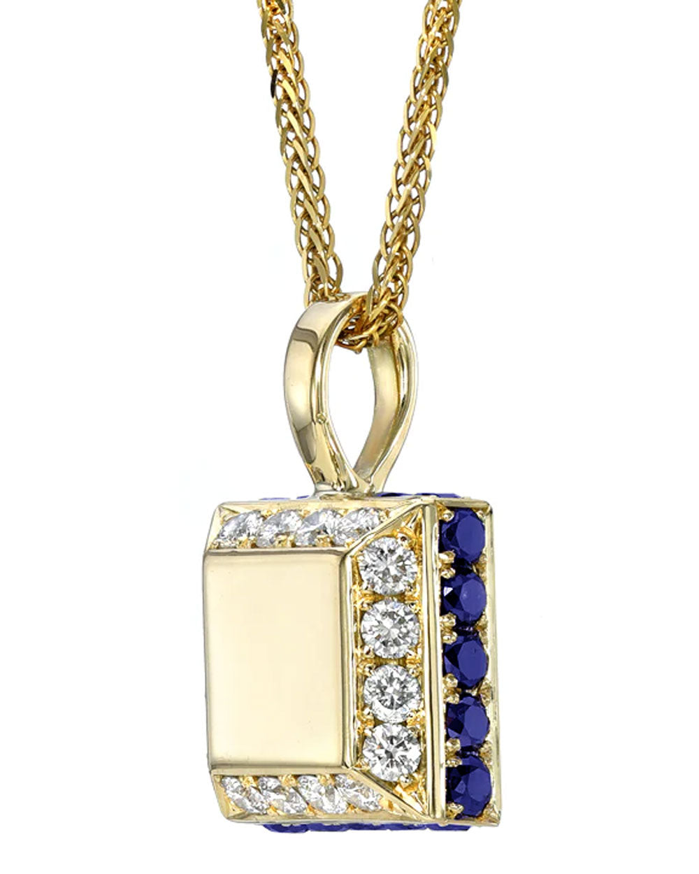Sapphire and Diamond Iced Cube Pendant