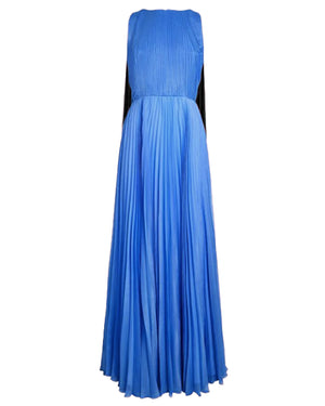 Azure and Black Pleated Octavia Gown