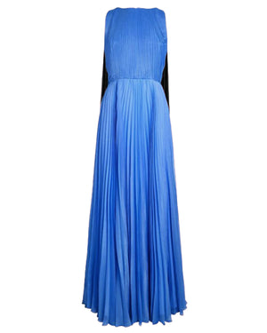 Azure and Black Pleated Octavia Gown