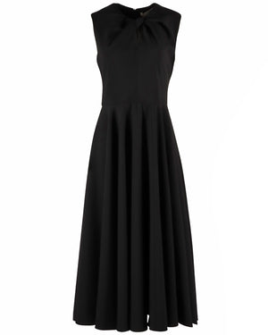 Black Twist Neck Midi Dress