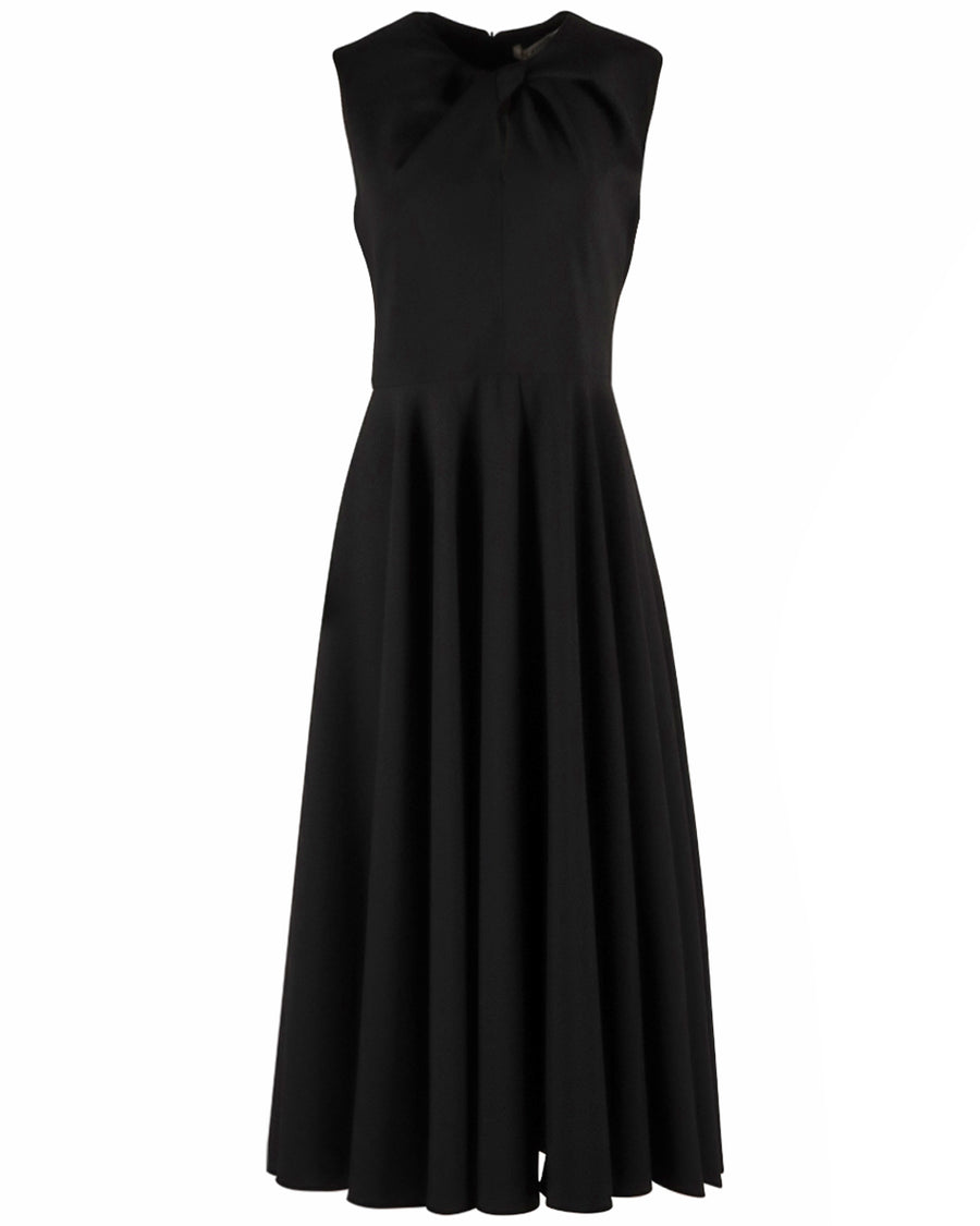 Black Twist Neck Midi Dress