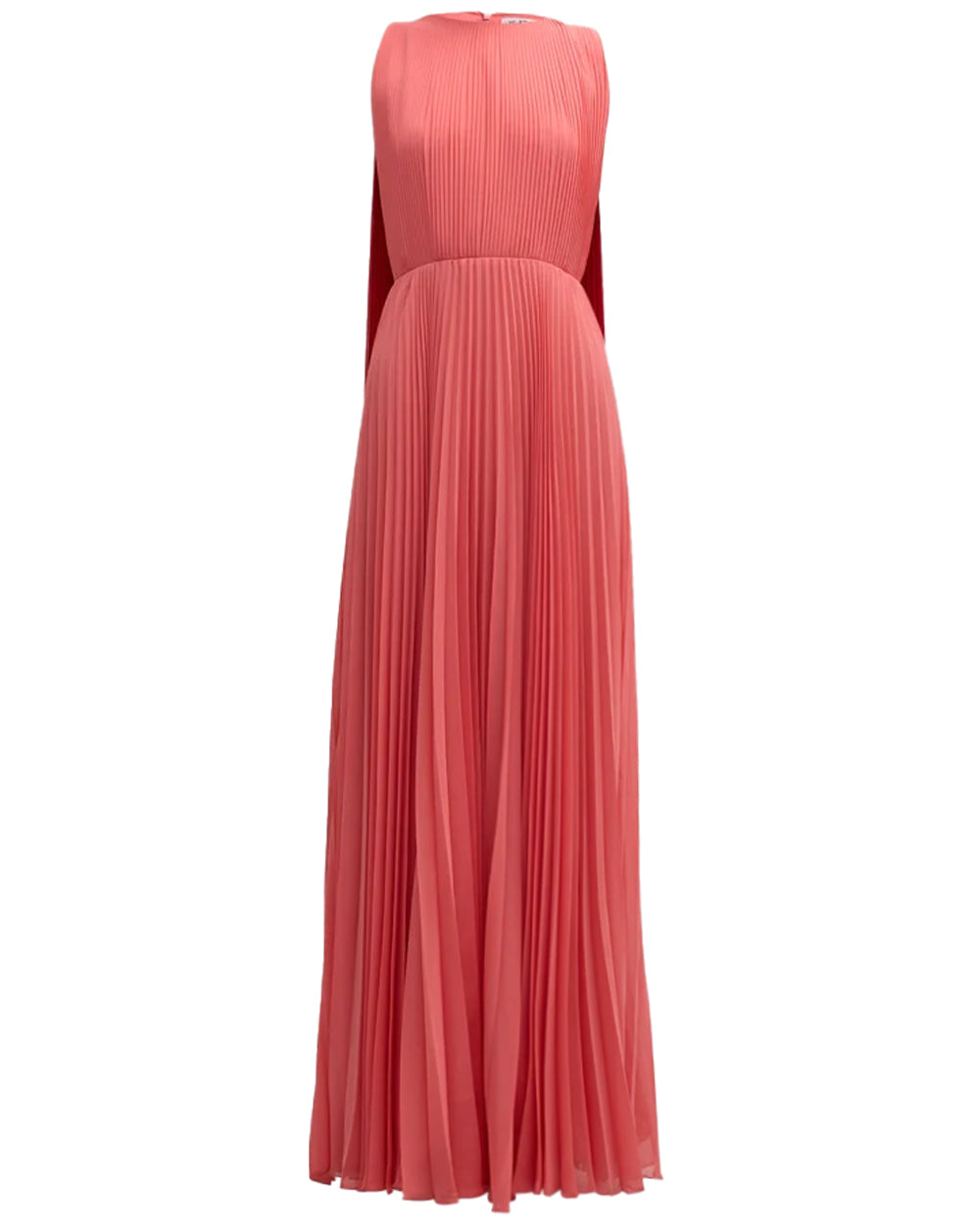 Coral and Red Pleated Octavia Gown