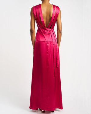 Raspberry Valentina Sleeveless Long Dress