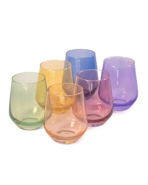 Pastel Multicolor Stemless Glass Set