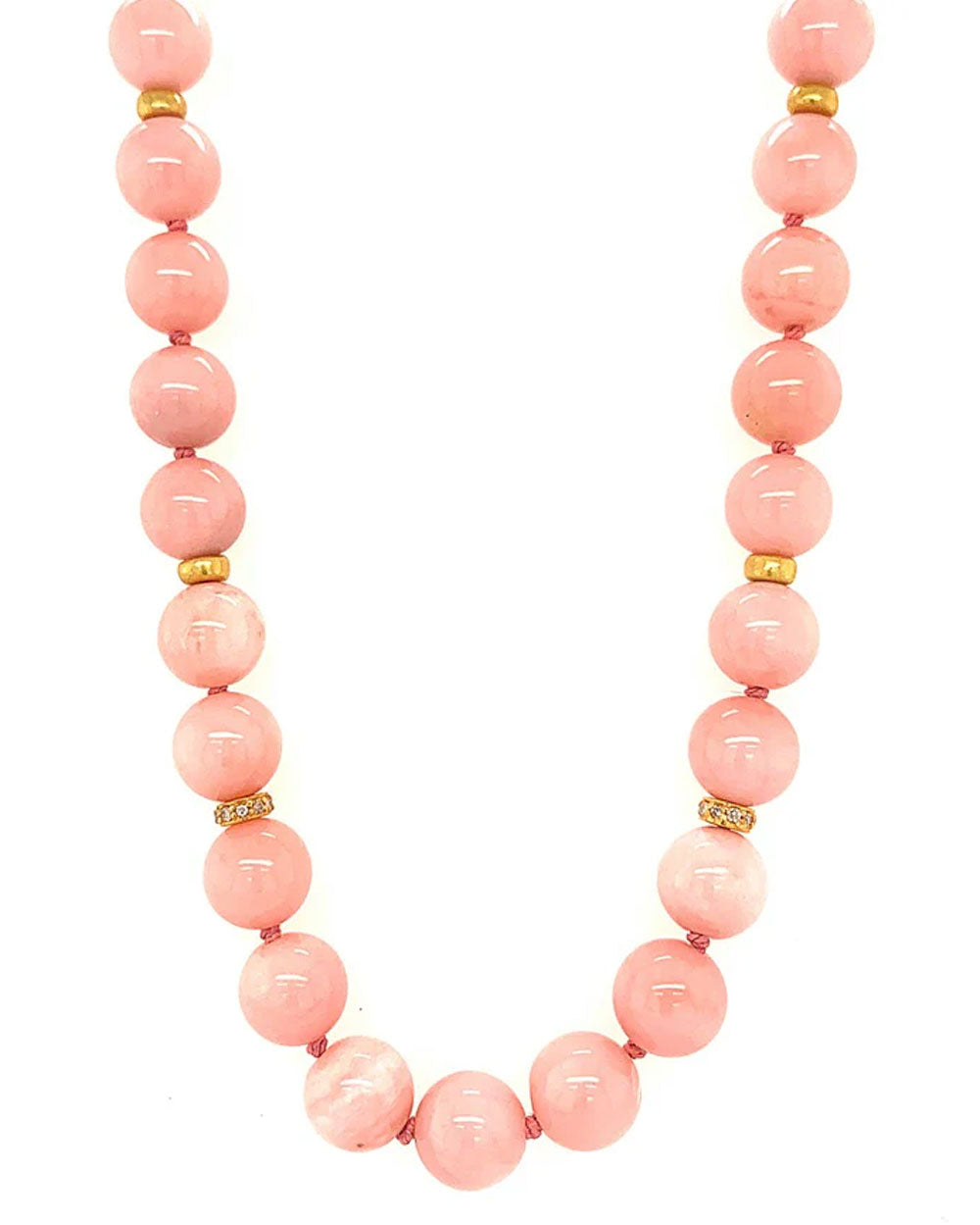 Pink Opal and Diamond Beaded Necklace
