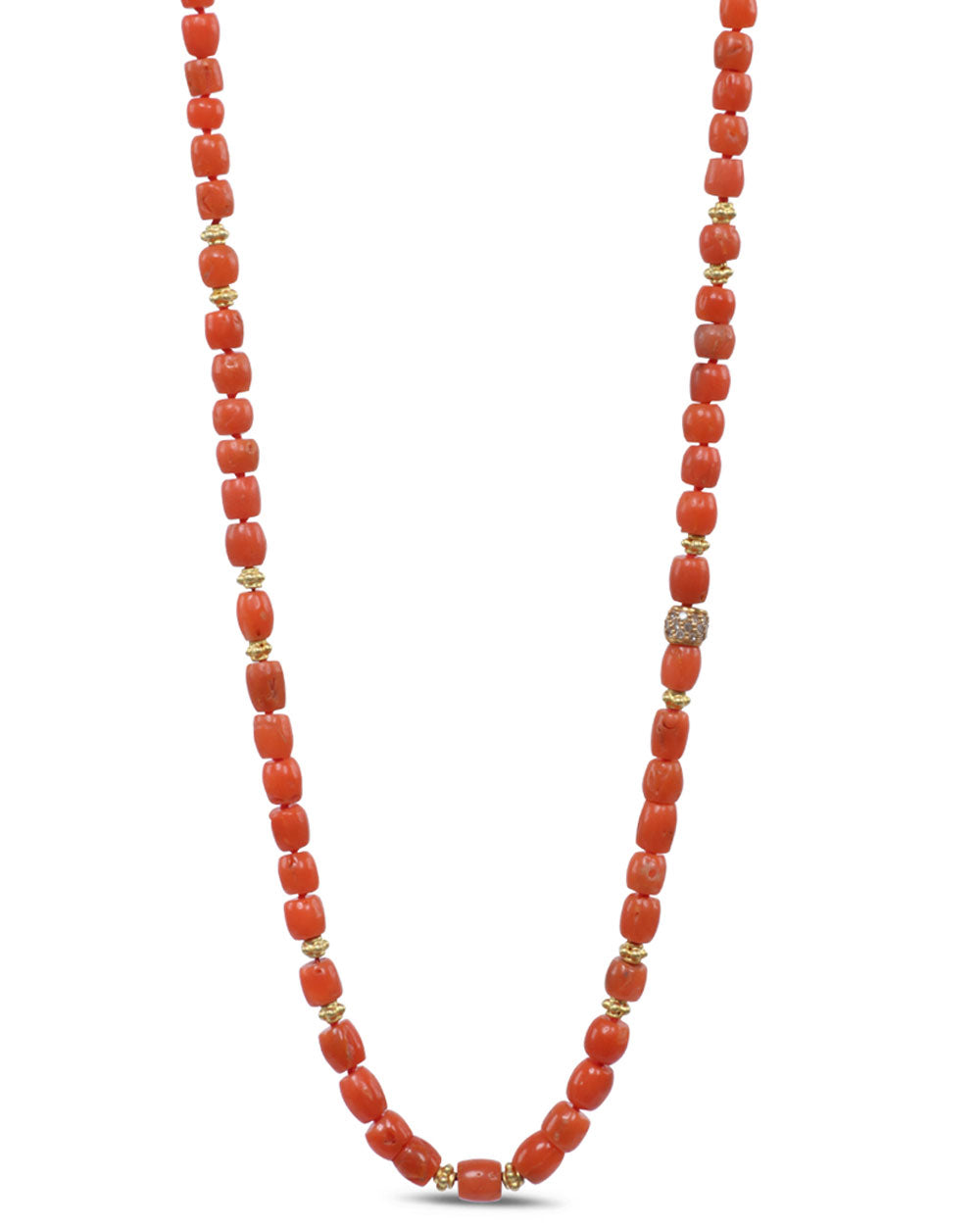Vintage Coral Pavé Diamond Necklace