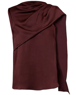 Elderberry Asymmetrical Drape Blouse