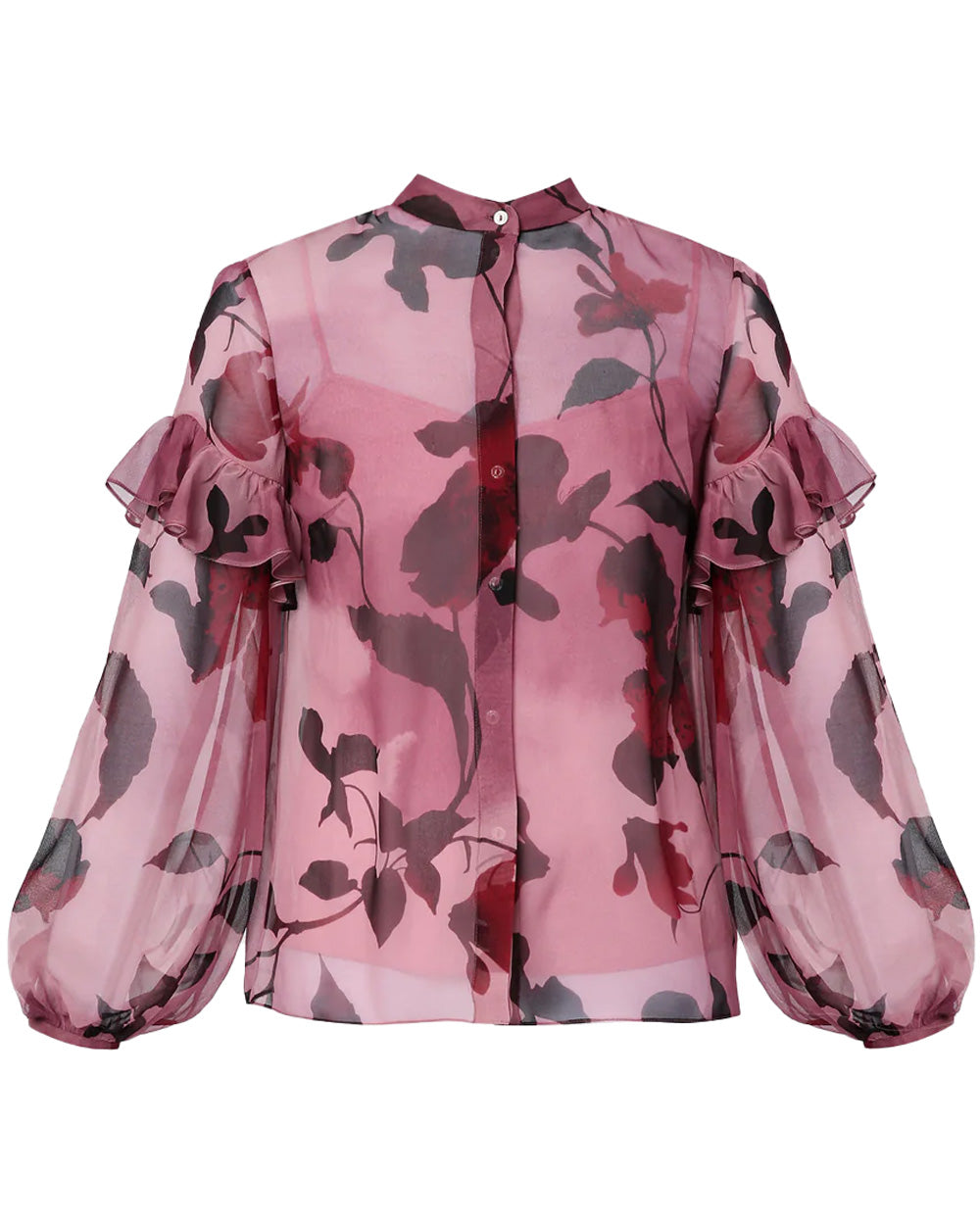 Pink Evelyn floral-print ruffled silk gown, Erdem