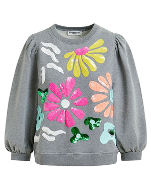 Combo Grey Melange Hun Flower Sweatshirt