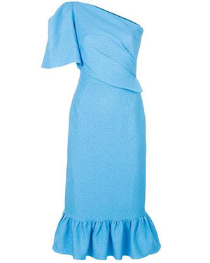 Cerulean Bubble Single Shoulder Taos Dress