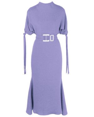 Lilac Bubble Jacquard Pedernal Midi Dress