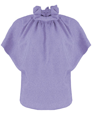 Lilac Bubble Jacquard Ruff Blouse