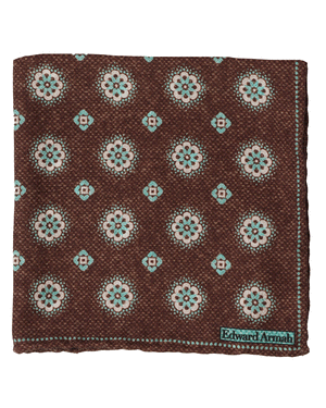 Brown Floral Pocket Square