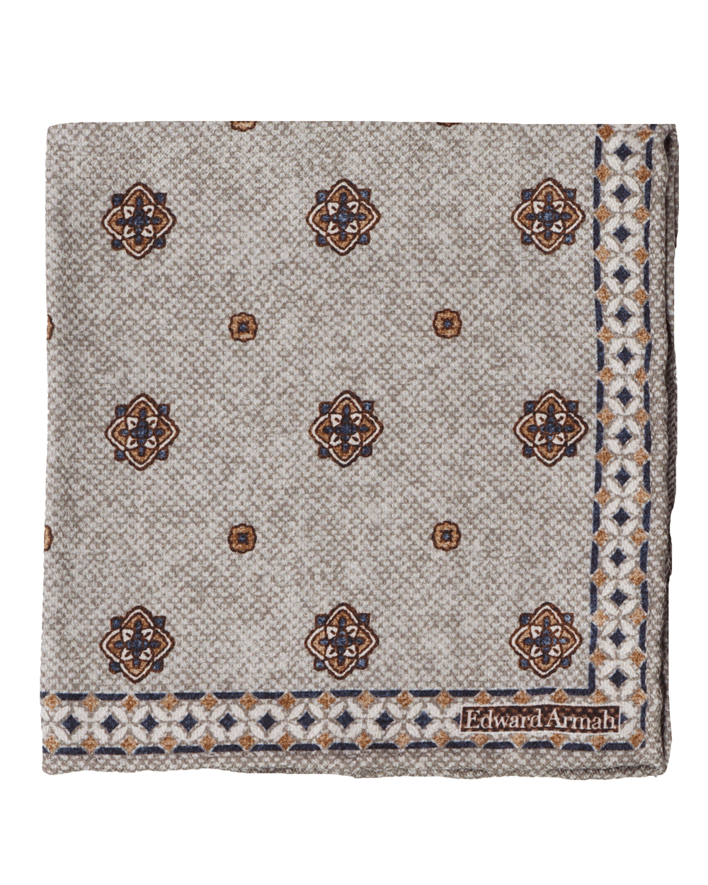 Grey Neat Medallion Pocket Square