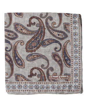 Grey Paisley Pocket Square