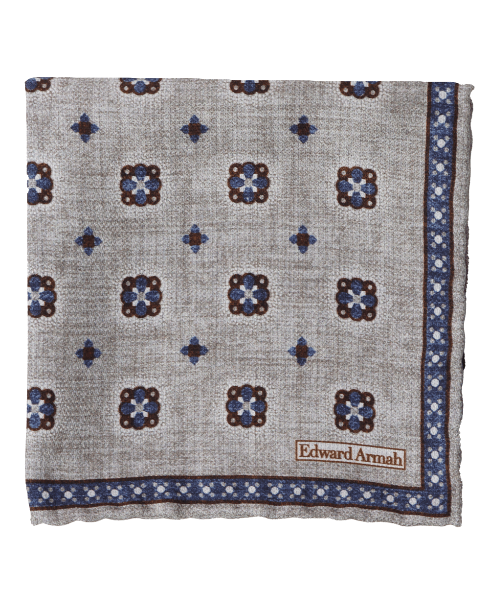 Grey and Blue Foulard Pocket Square