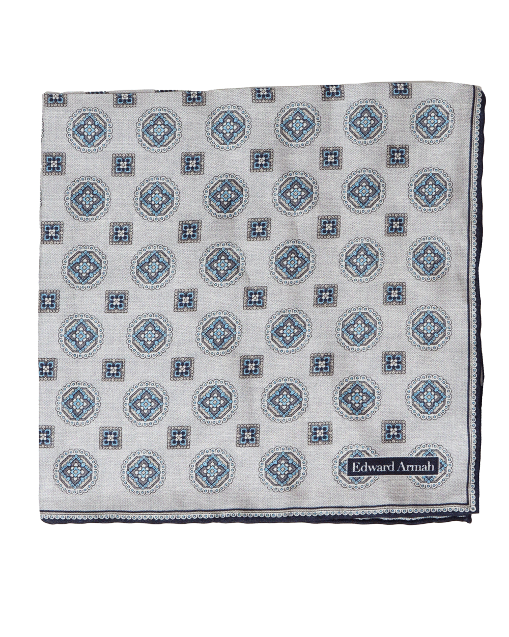 Light Grey and Navy Motif Pocket Square