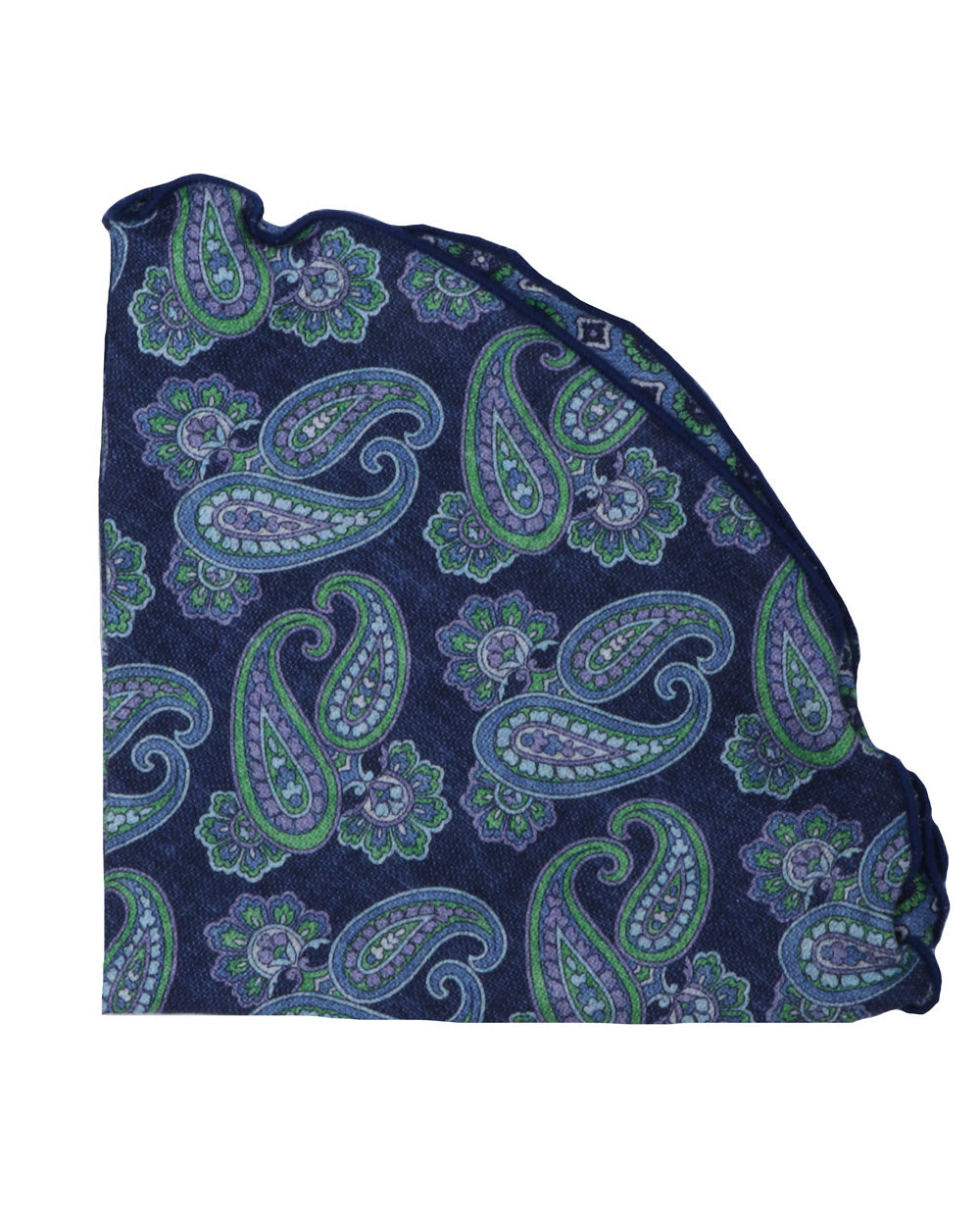 Navy and Green Paisley Pocket Circle