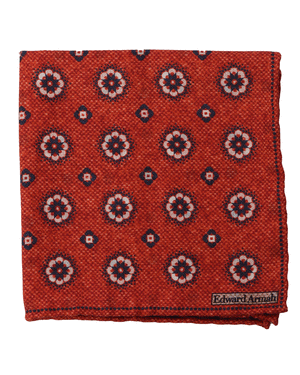 Rust Floral Pocket Square