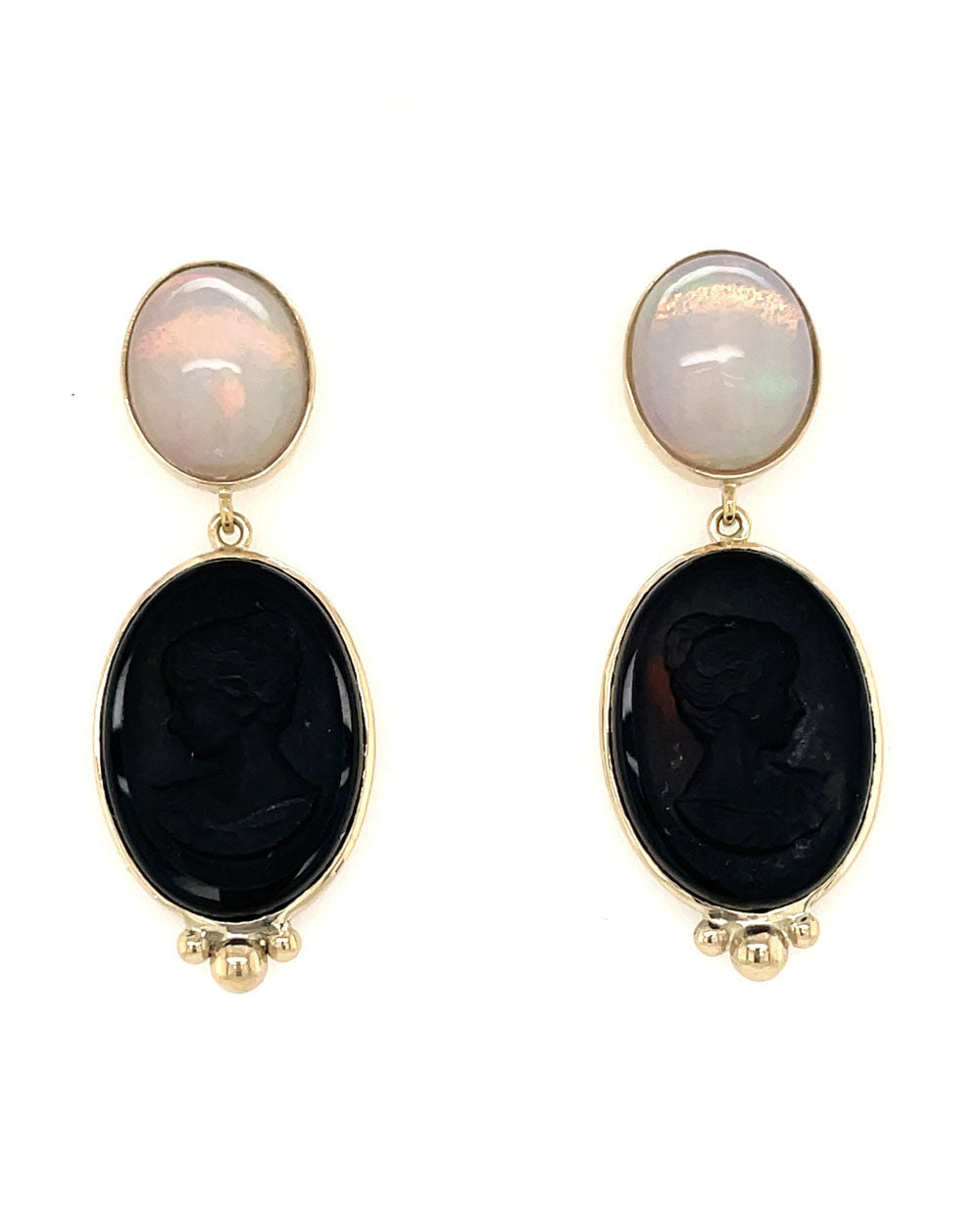 Black Onyx and Ethiopian Opal Earrings