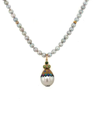 Japanese Silver Akoya Pearl Pendant Necklace