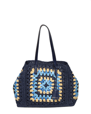 Borsa Crochet Shooping Tote in Navy