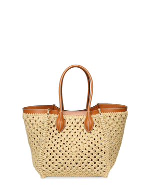 Borsa Crotchet Shopping Tote in Banana and Cream