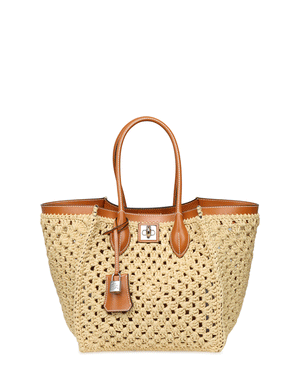 Borsa Crotchet Shopping Tote in Banana and Cream