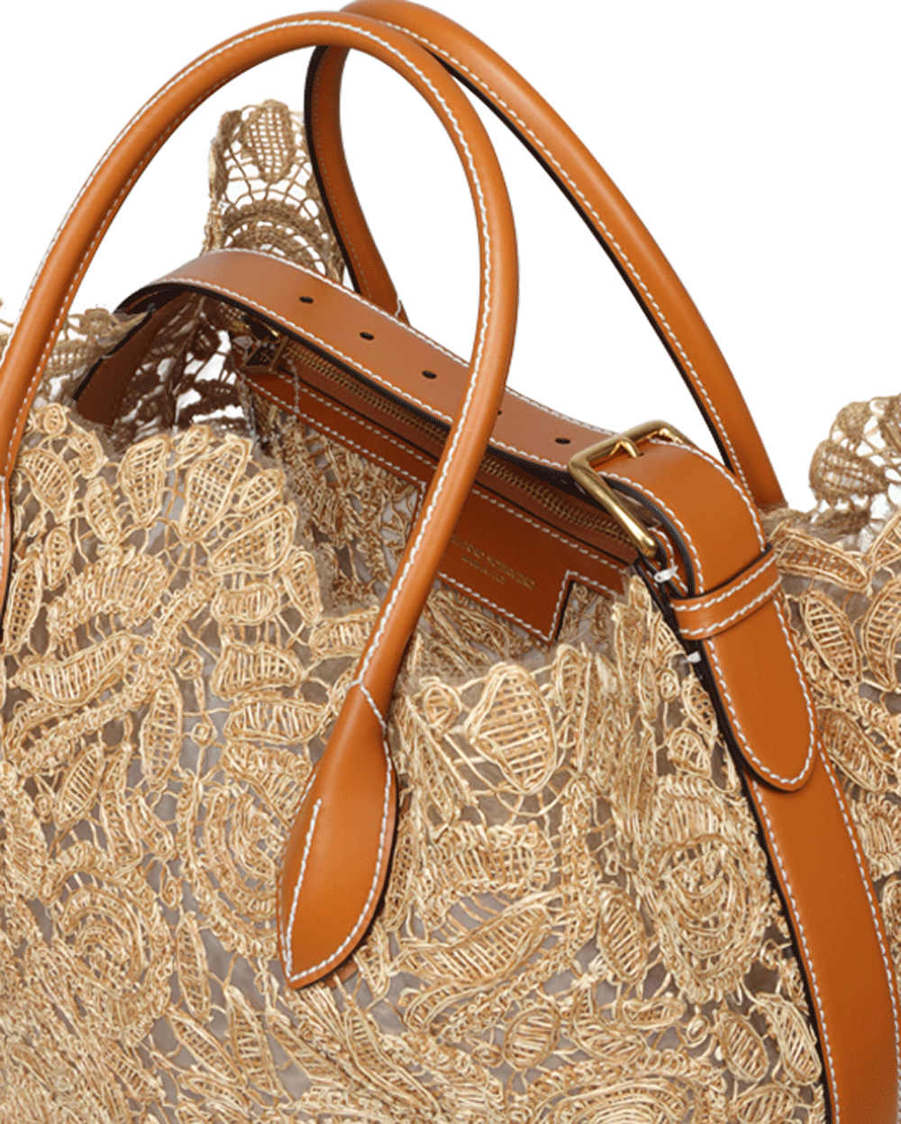 Maggie Lace Borsa Shopping Tote in Ecru Beige