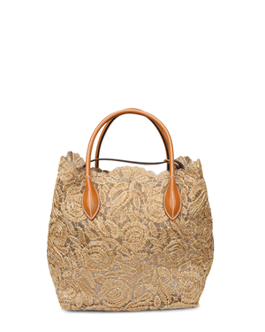 Maggie Lace Borsa Shopping Tote in Ecru Beige