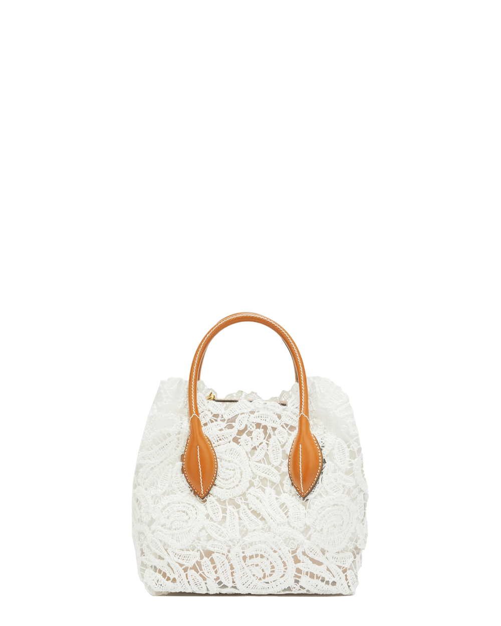 Mini Maggie Lace Borsa Shopping Tote in Blanc