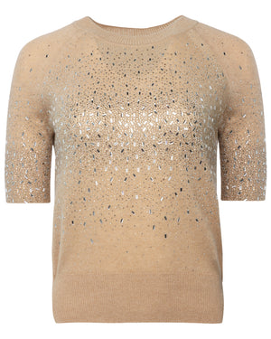 Novelle Crystal Embellished Short Sleeve Sweater