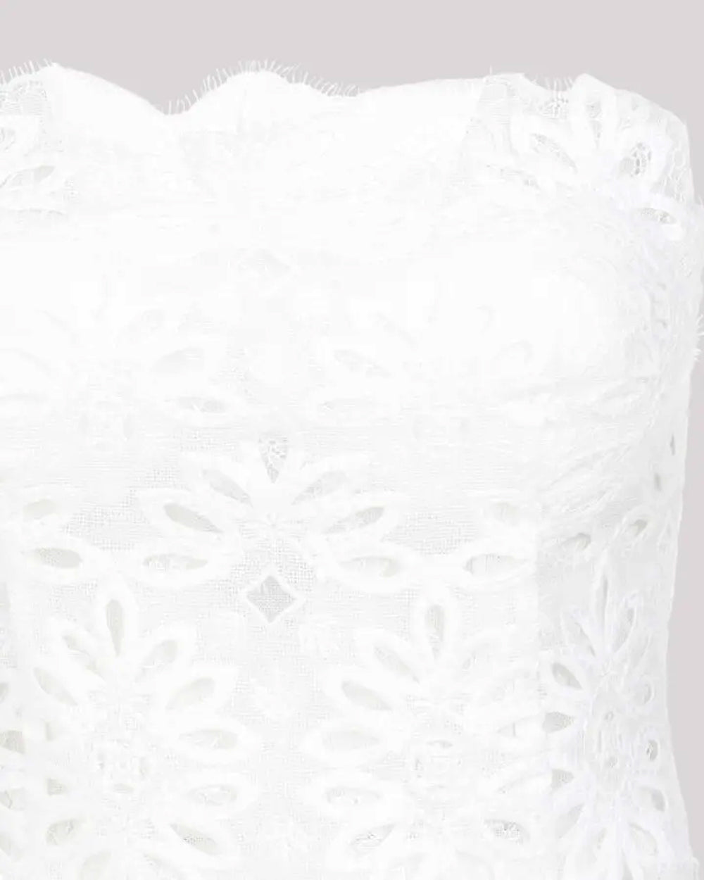 Snow White Lace Strapless Midi Dress