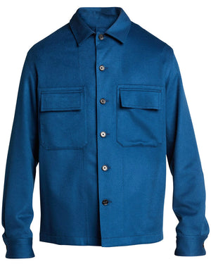 Dark Blue Vicuna Pure Cashmere Overshirt