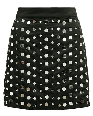 Black Eshiny Satin Mirror Mini Skirt