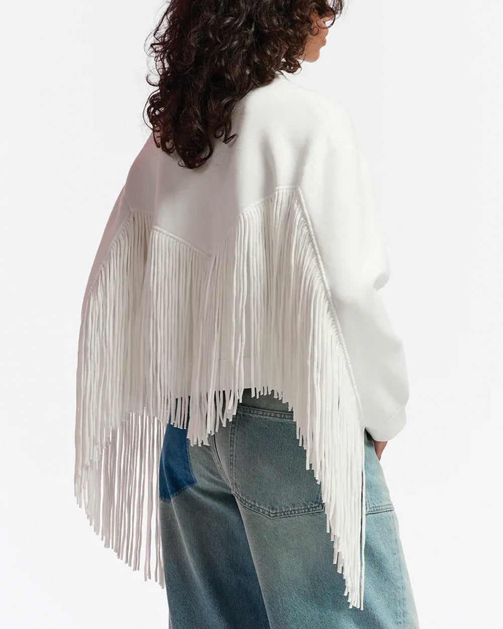 Off White Fringe Gou Knit Jacket