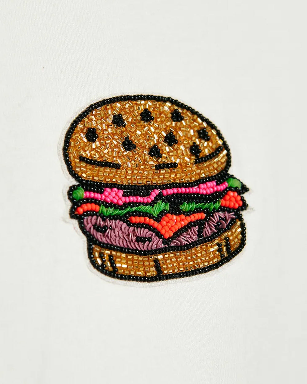 Off White Fuente Hamburger Embroidered T-Shirt