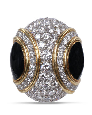 Diamond and Black Enamel Dome Ring