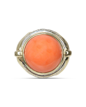 Coral and Diamond Ring