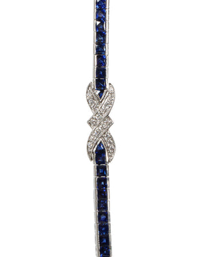 Diamond and Sapphire Drop Lariat Necklace