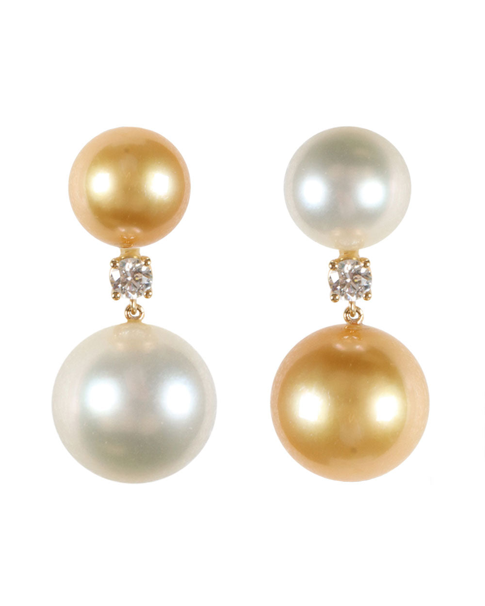 Double Golden Pearl Earrings