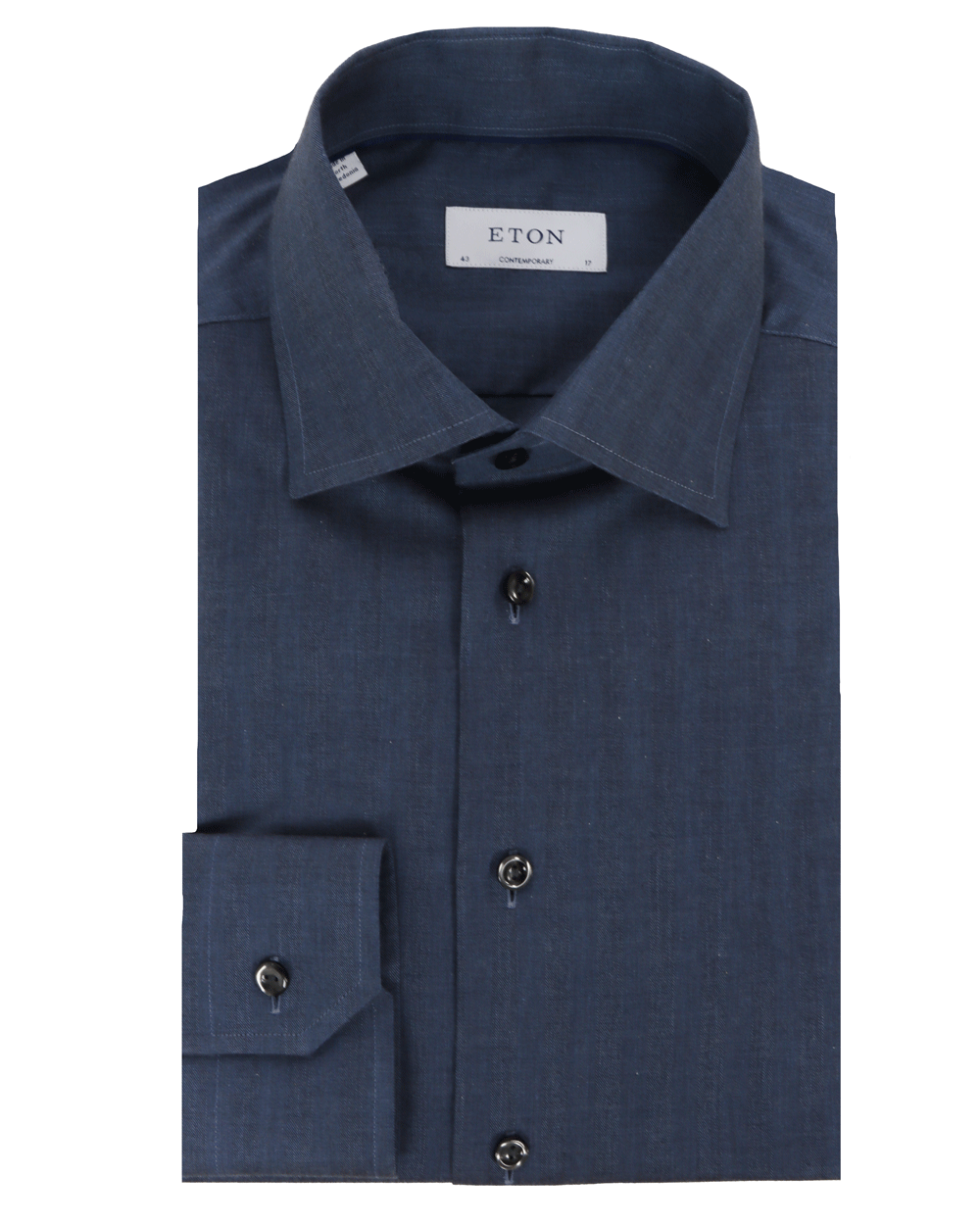 Mid Blue Herringbone Dress Shirt