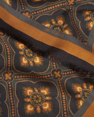 Graphic Silk & Cashmere Scarf in Brown